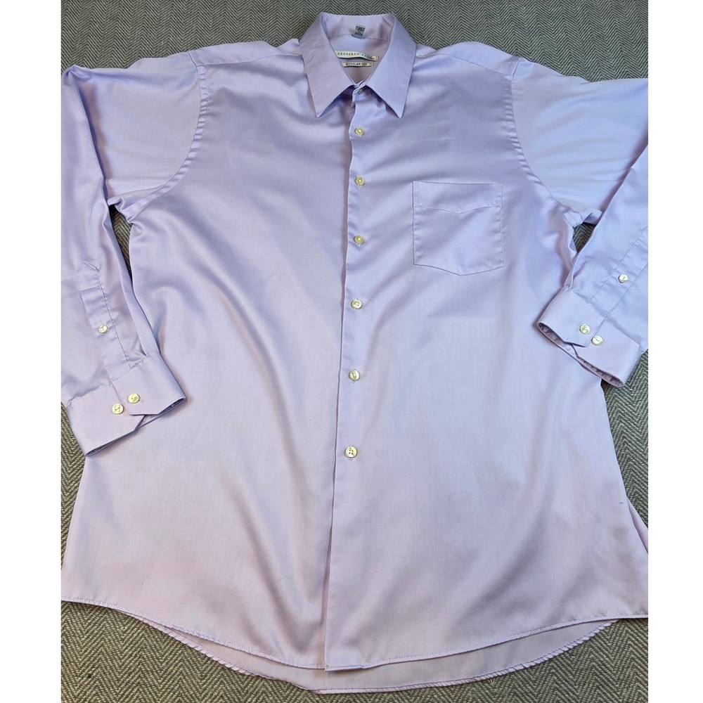 Geoffrey Beene Mens Lavender Wrinkle Free Regular Fit Dress Shirt 16.5 36/37